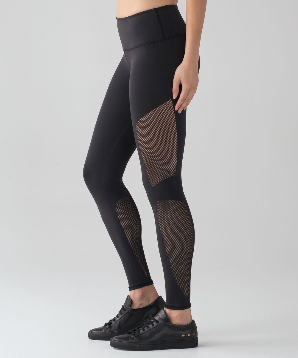 Lululemon Reveal 7/8 Tight Leggings 6 Velocity Black Yoga Gym Athleisure Workout
